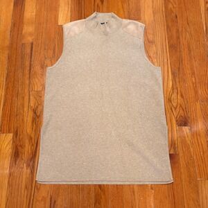 Polo Ralph Lauren Women XL Sleeveless Sweater Tan Suede Shoulder Mock Neck NWOT